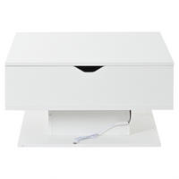 COUCHTISCH 80/75/40 cm weiß aus Spanplatte mit Hubfunktion und LED-Beleuchtung - Weiß, Holzwerkstoff (80/75/40cm) - OKWISH