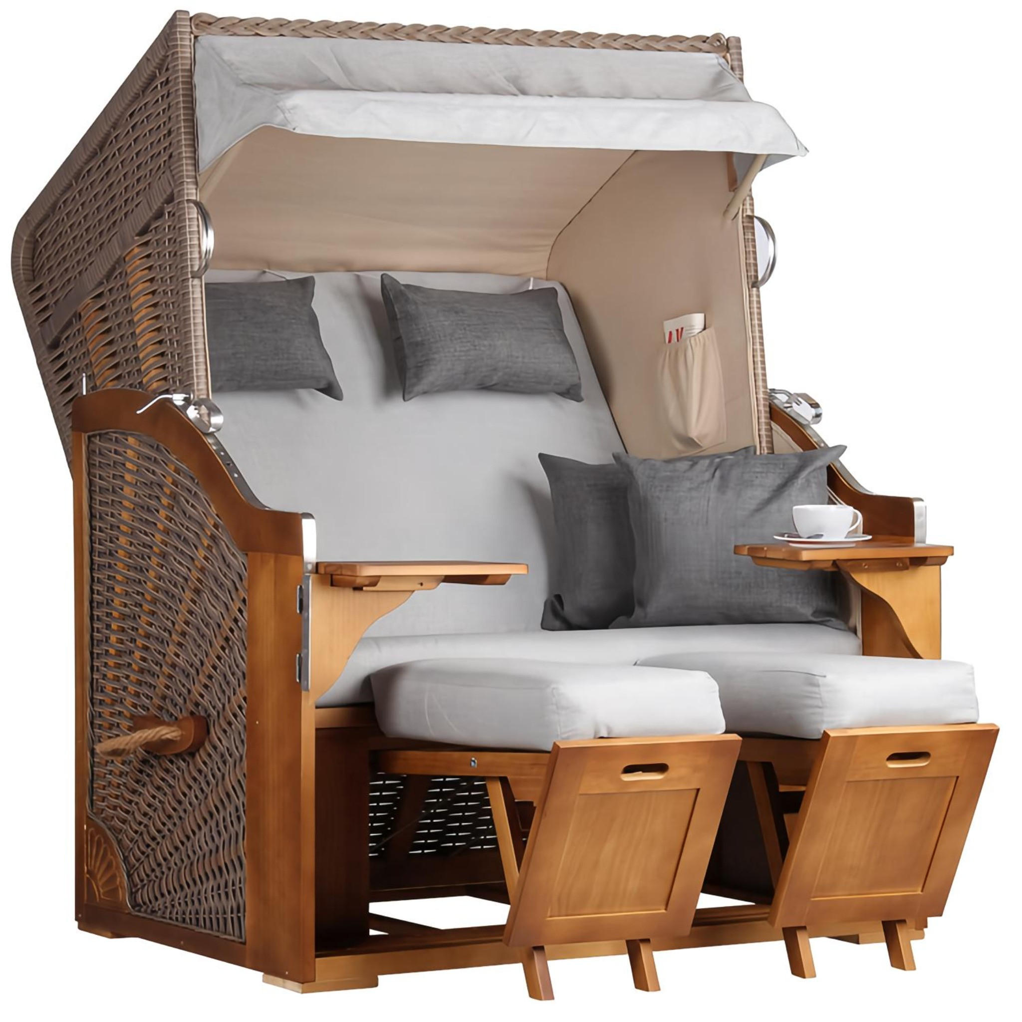 STRANDKORB Schleswig Pinie 2-Sitzer - Braun/Grau, Metall (120/160/80cm) - Mr. Deko