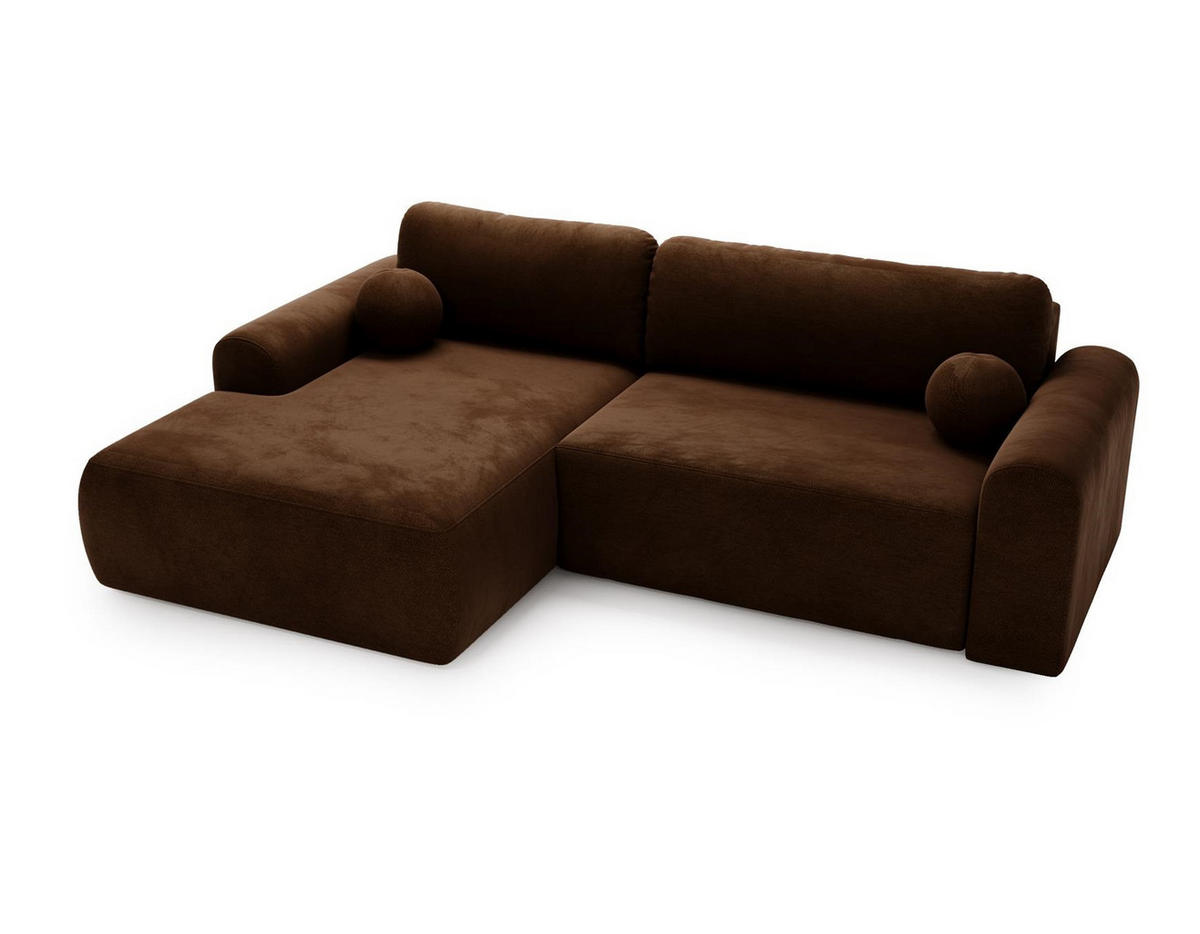 ECKSOFA Aurora Braun, mit Schlaffunktion in Vena Stoff, linke seite - Braun, Holzwerkstoff/Textil (257/177cm) - Bettso
