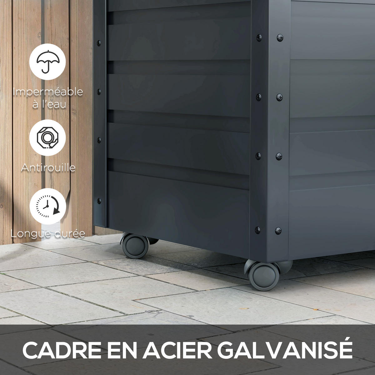 KISSENBOX DE-18680 295 L mit Gasfeder und Rollen Grau - Dunkelgrau, Metall (62/65/100cm) - ComfortXL
