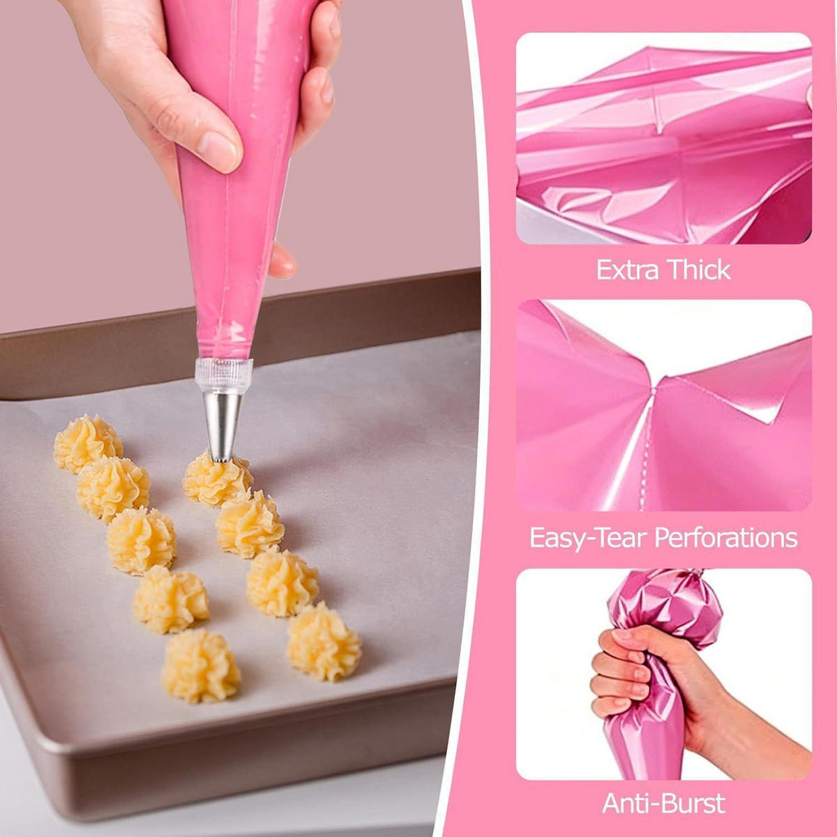 SPRITZBEUTEL Einweg 50 Stück Rosa 53 cm - Rosa, Kunststoff (25/3.5/52cm)