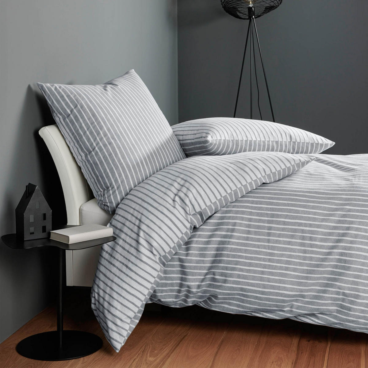 BETTWÄSCHE-SET 2 teilig in Grau 135x200 cm - Anthrazit, Textil (30/40cm) - Janine