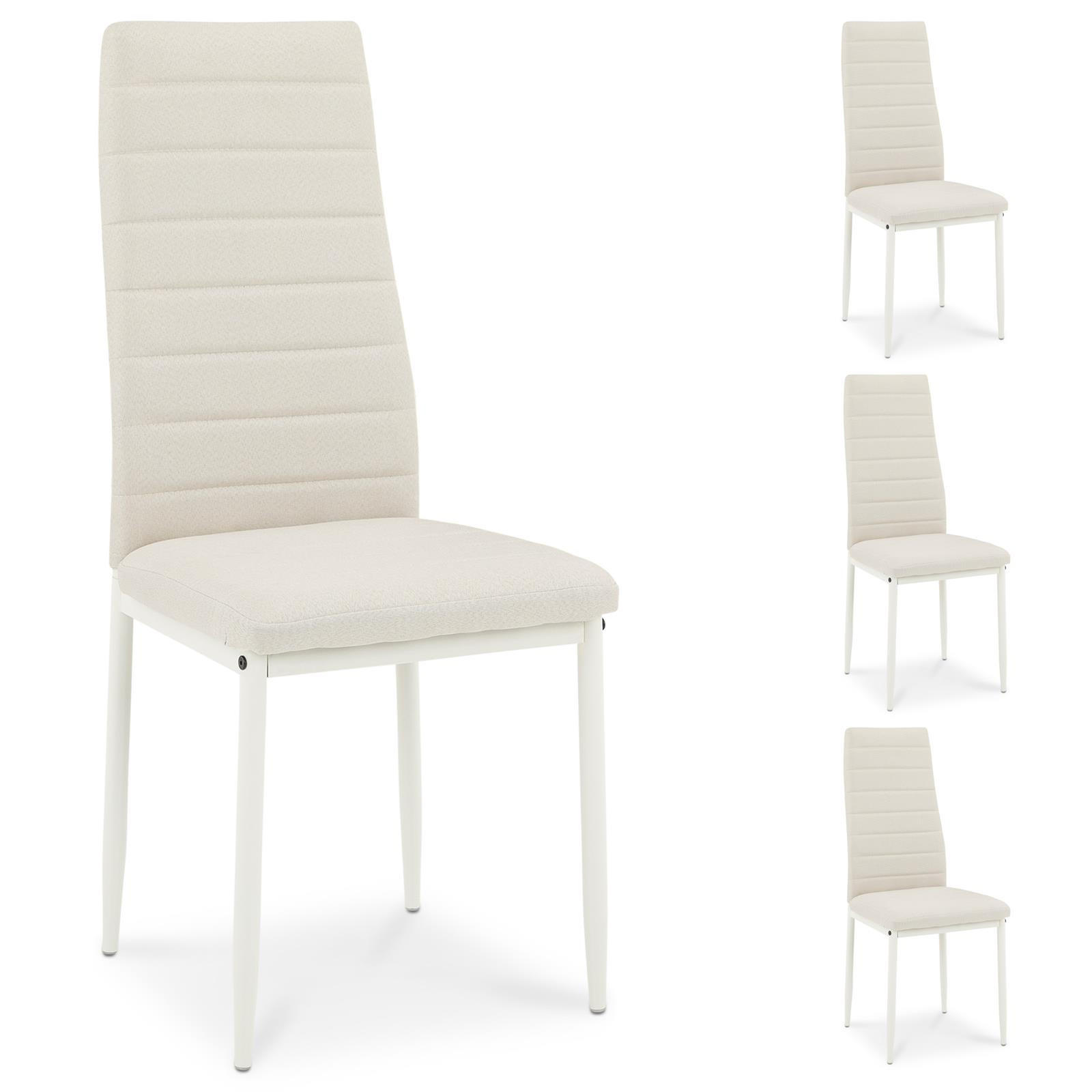 ESSZIMMERSTÜHLE NATHALIE 4er-Set cremeweiß - Creme, Textil/Metall (43/100/50cm) - IDIMEX