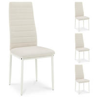 ESSZIMMERSTÜHLE NATHALIE 4er-Set cremeweiß - Creme, Textil/Metall (43/100/50cm) - IDIMEX