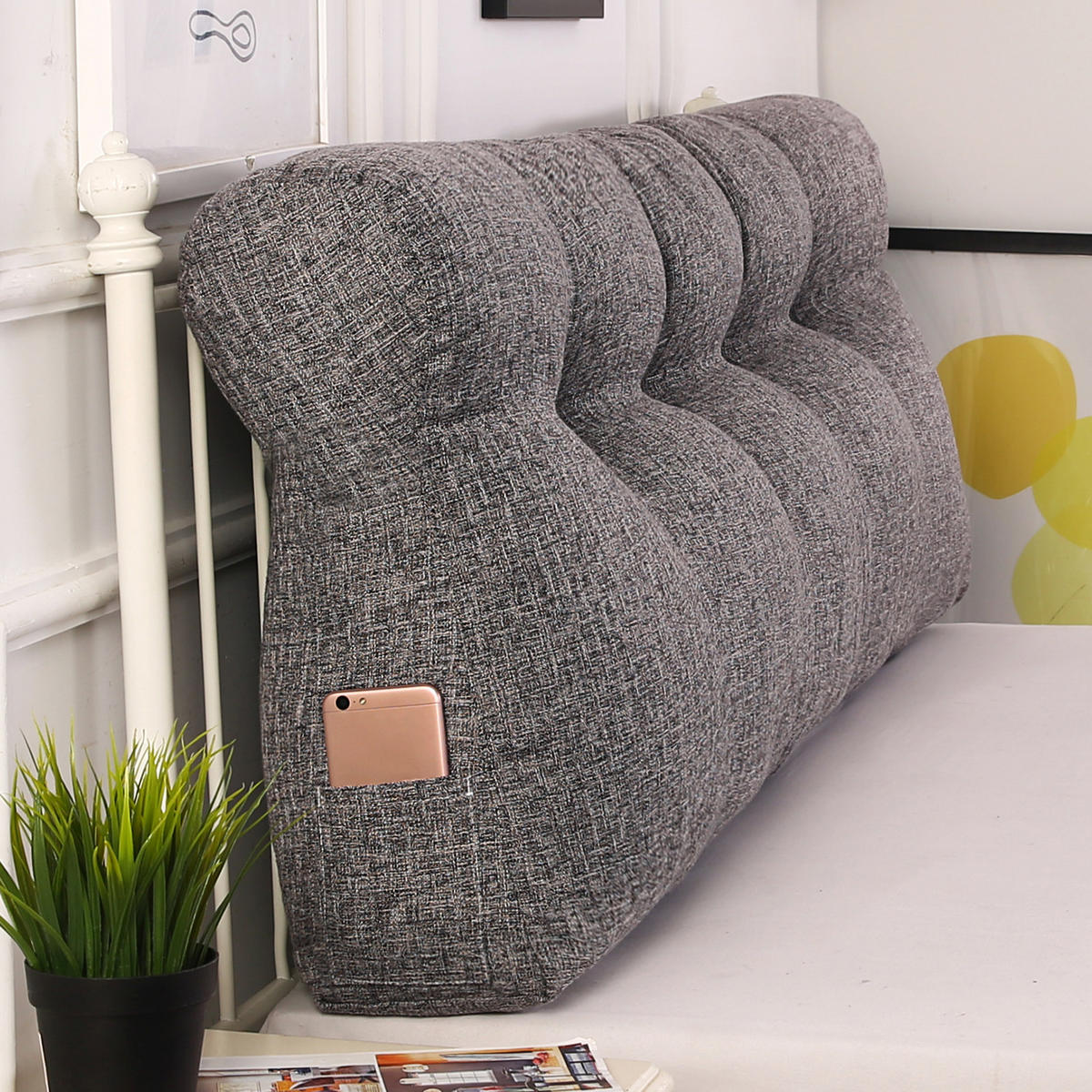 RÜCKENKISSEN Leinen Groß 200cm - Dunkelgrau, Textil (15/200cm) - Vercart