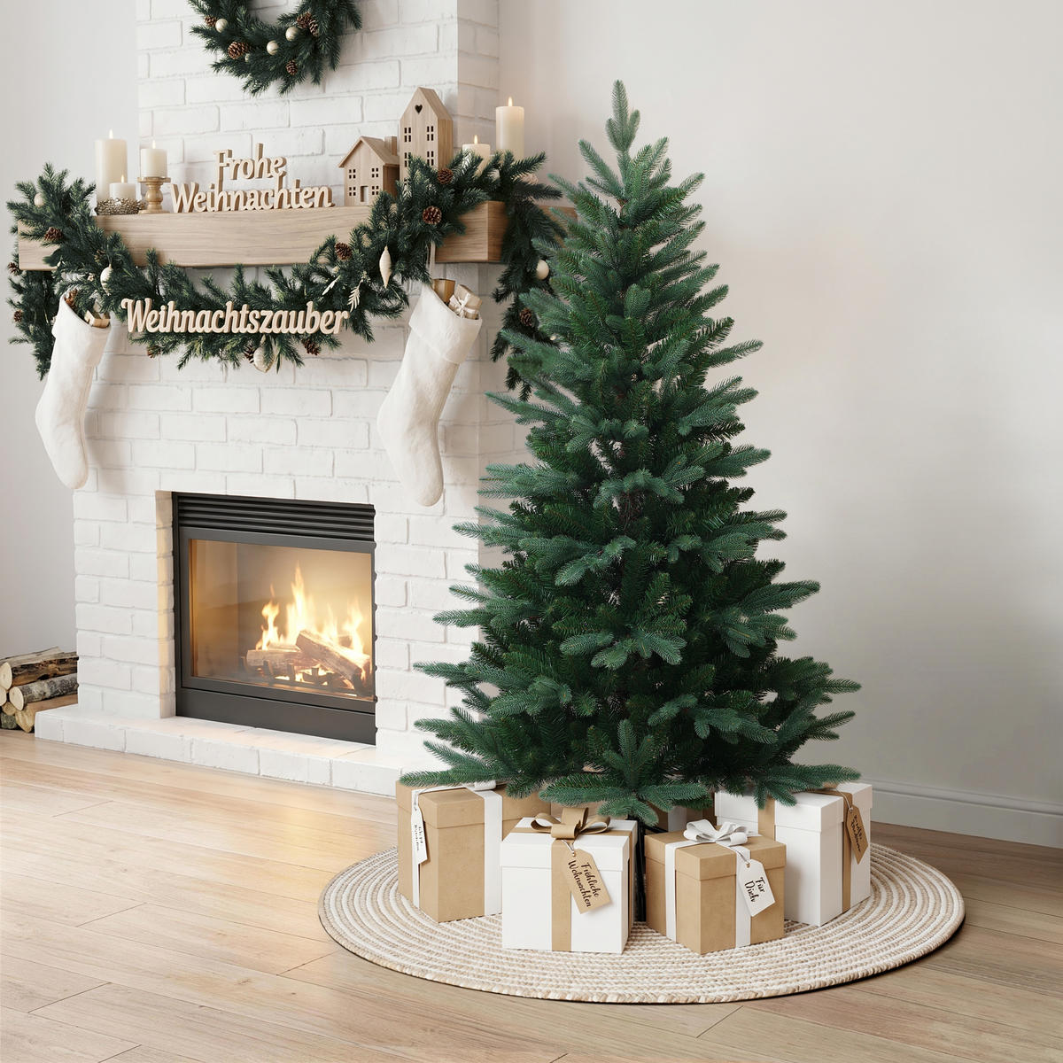 KÜNSTLICHER Weihnachtsbaum 150 cm, Fichten-Optik mit 695 PE-/PVC-Spitzen - Grün, Kunststoff (150cm) - Hometopia