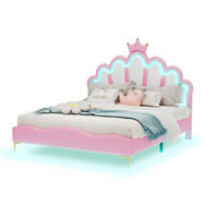 KINDERBETT Polsterbett 140/200 cm aus PU-Kunstleder mit LED-Beleuchtung Rosa - Rosa, Kunststoff (140/200cm) - Modenvie
