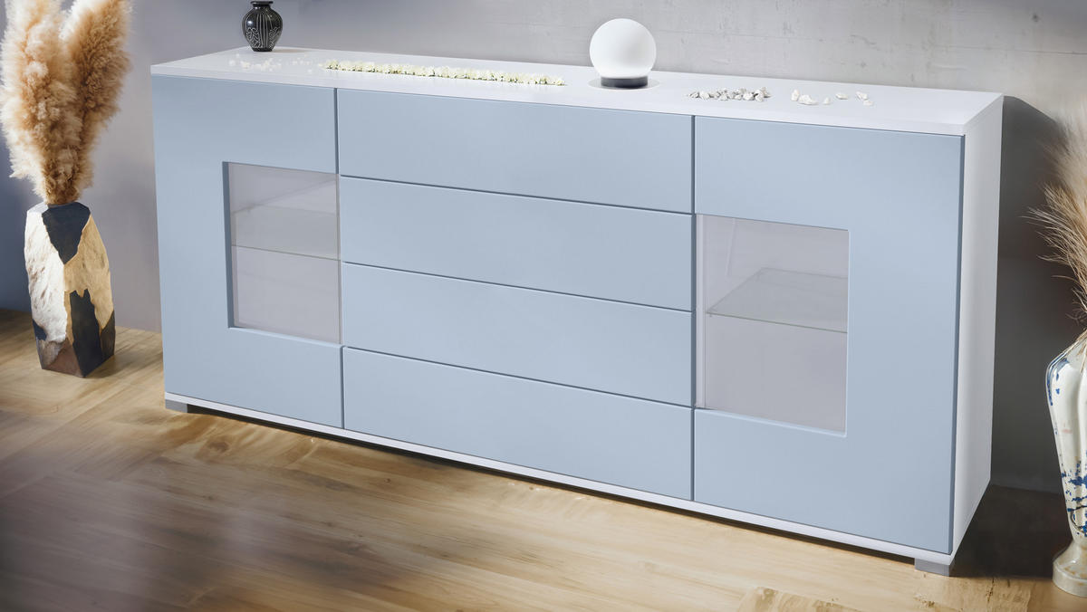 SIDEBOARD Grömitz Denim matt - Pastellblau, Holzwerkstoff (166.5/75.5/35cm) - Vladon