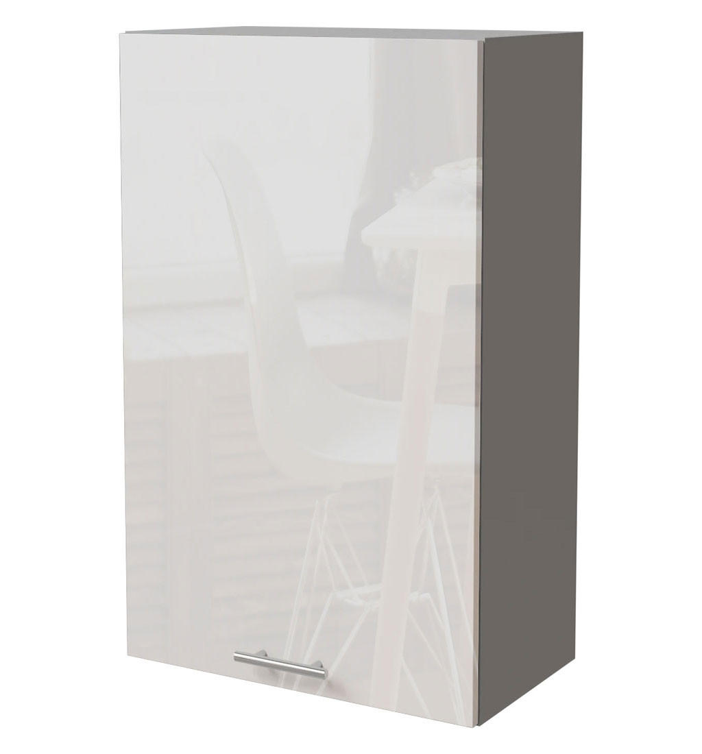 Feldmann-Wohnen Küchenhängeschrank Weiß Hochglanz, Grau 60x96x32.5 cm