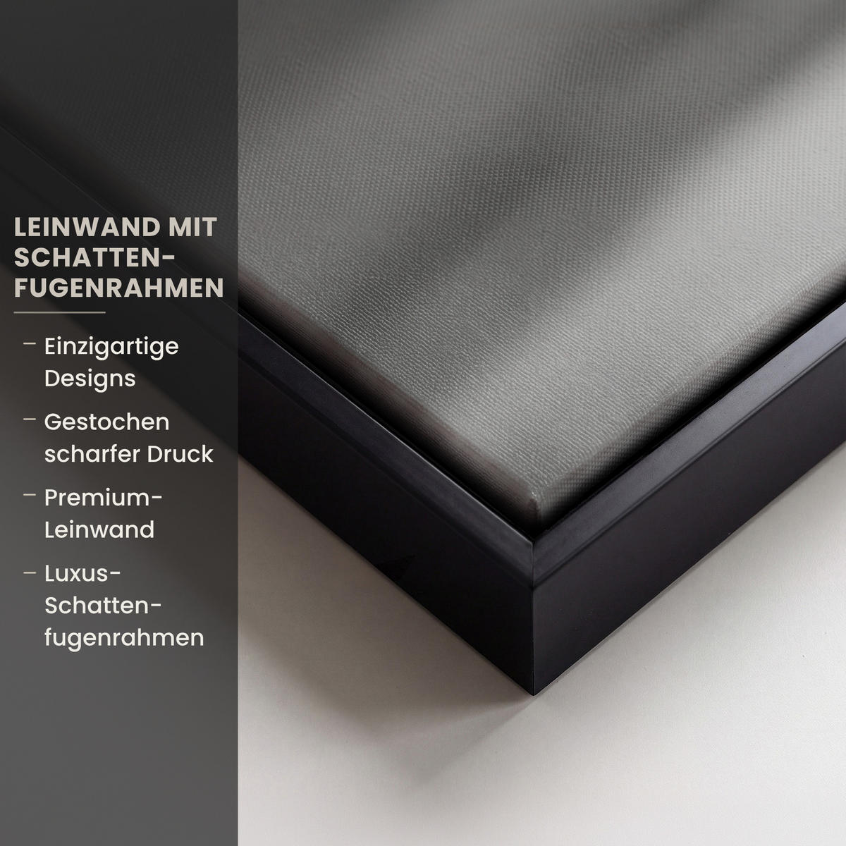 LEINWAND Bilder mit Rahmen - Schottischer Highlander - Nebel - Schwarz - Weiß - 150x100 - Grau, Textil (150/100cm) - MuchoWow