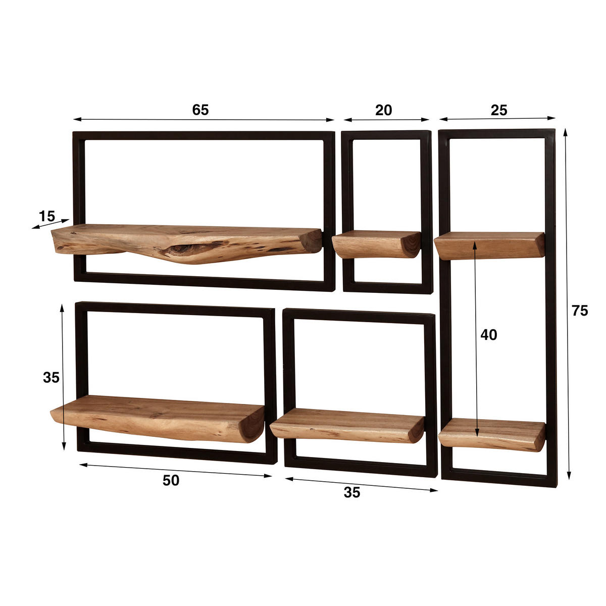 WANDREGAL Edge Braun 12/25/75 cm - Braun, Holz (25/75/12cm) - Hoyz Collection