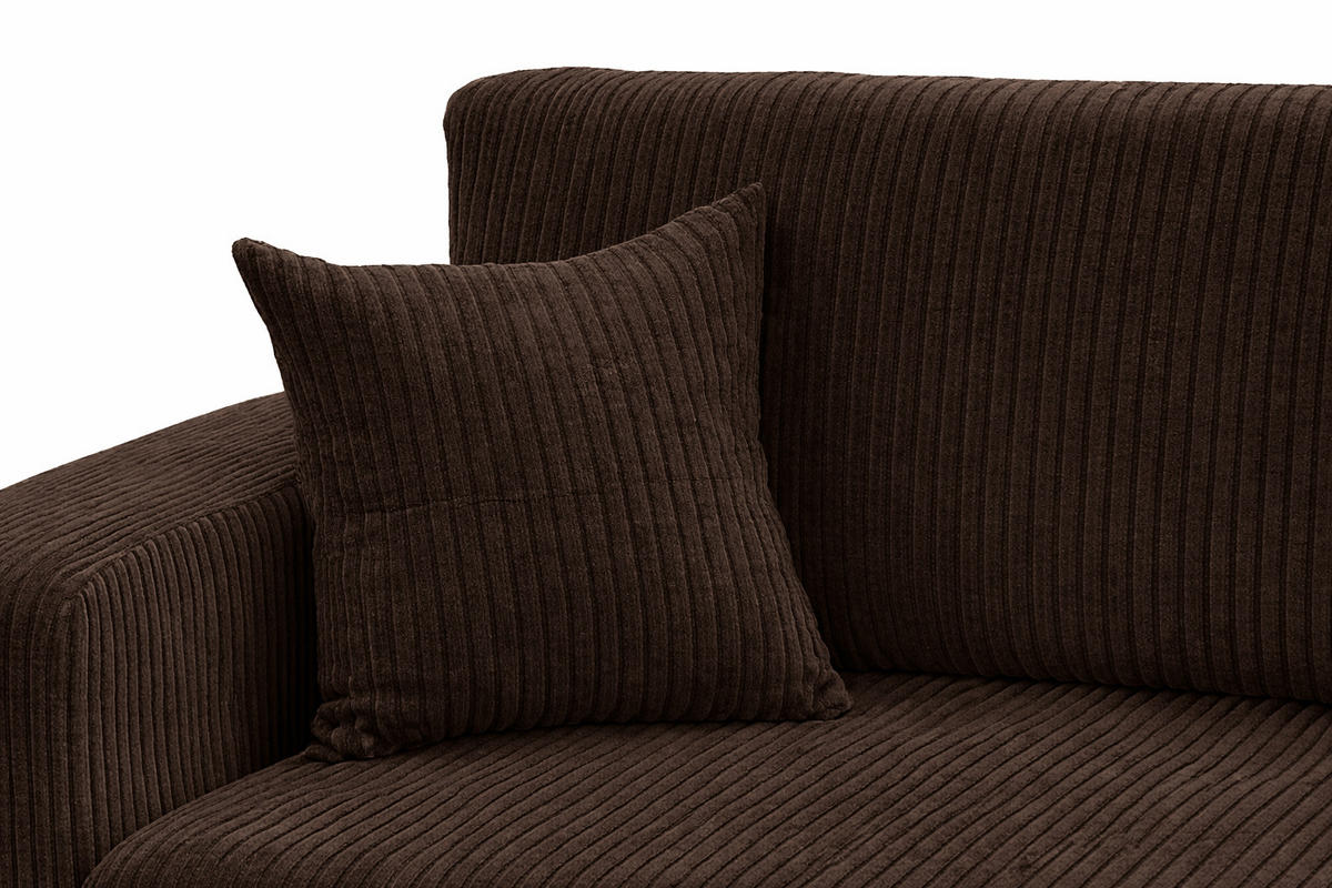 ECKSOFA Mit Schlaffunktion, Cordstoff Poso, Braun, Rechts, ROUND ONE XL - Braun, Holz (271/175cm) - Kaiser Möbel