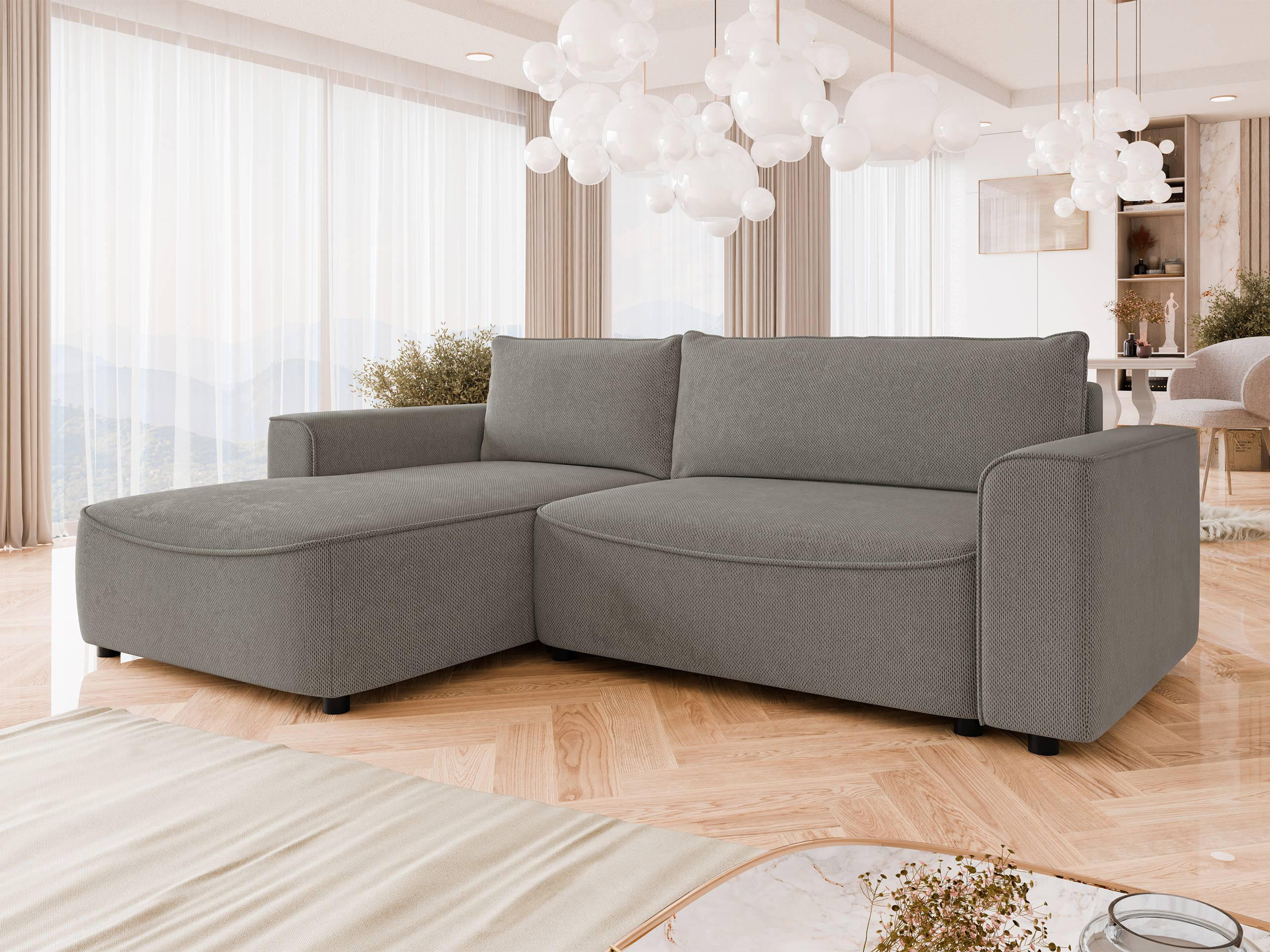 ECKSOFA Beliza, Seite: Links - Schwarz/Grau, Holz/Kunststoff (255/175cm) - MIRJAN24