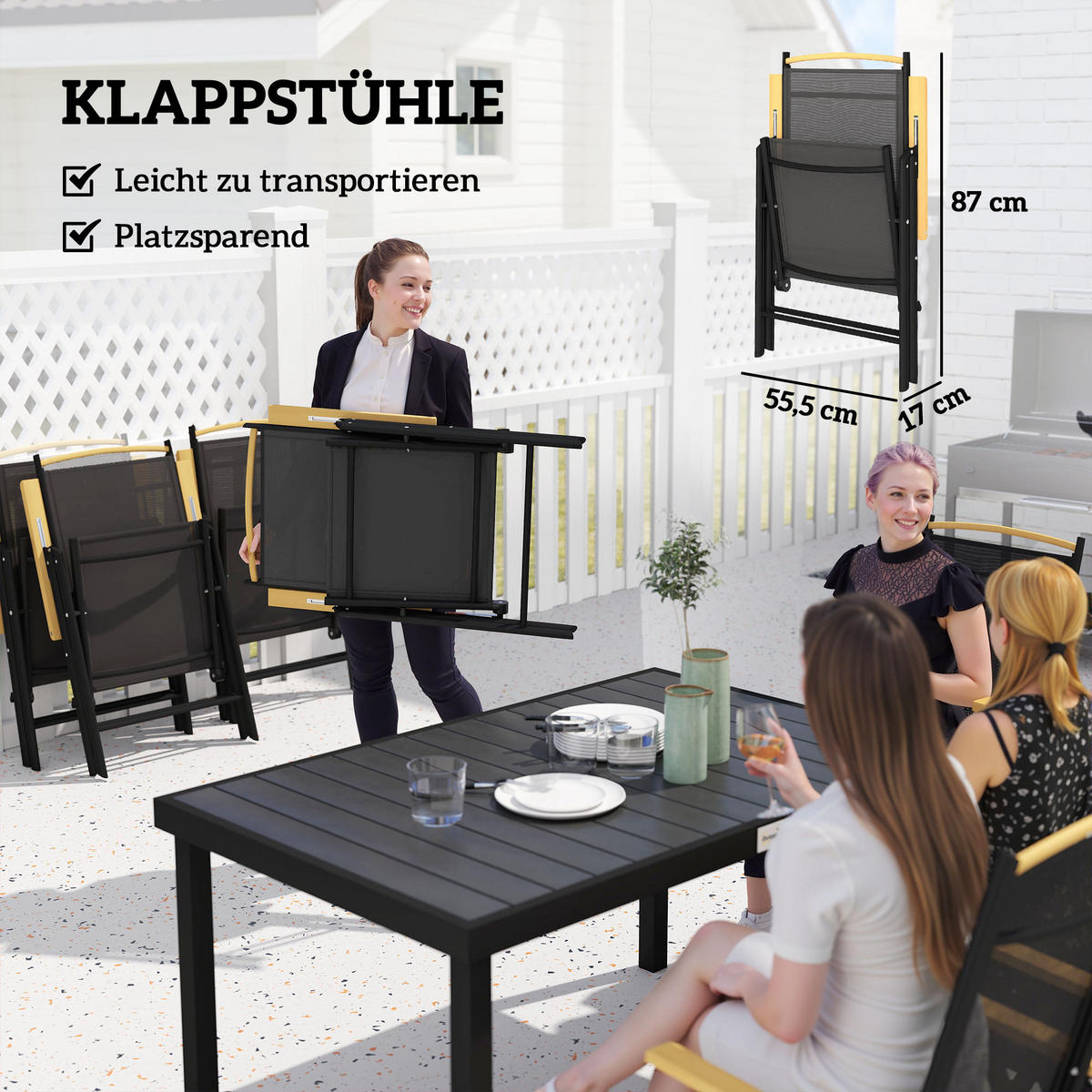 GARTENMÖBEL-SET Schwarz 140.0/90.0/74.0cm - Schwarz, Metall
