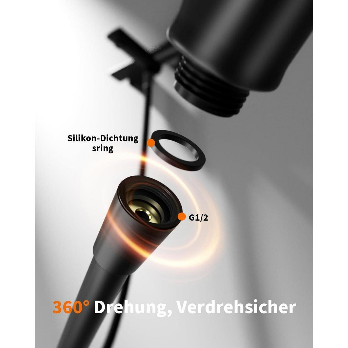BRAUSESCHLAUCH 2 m Schwarz - Schwarz, Kunststoff (16.6/12.7/28cm)