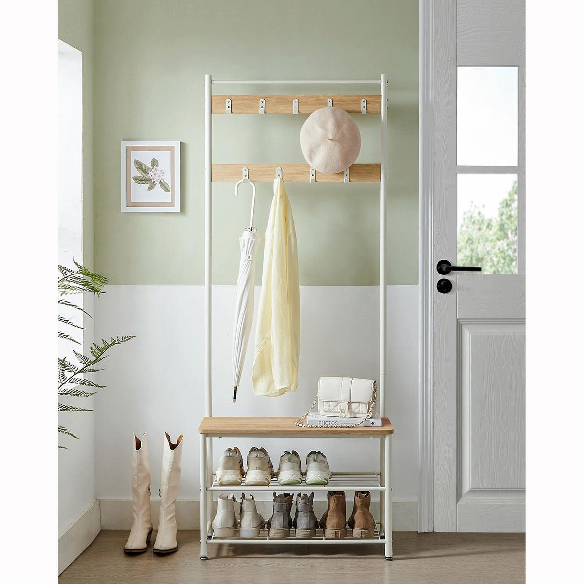 GARDEROBENSTÄNDER BUDAPEST - Weiß, Holzwerkstoff (70/175/32cm) - Hansiro