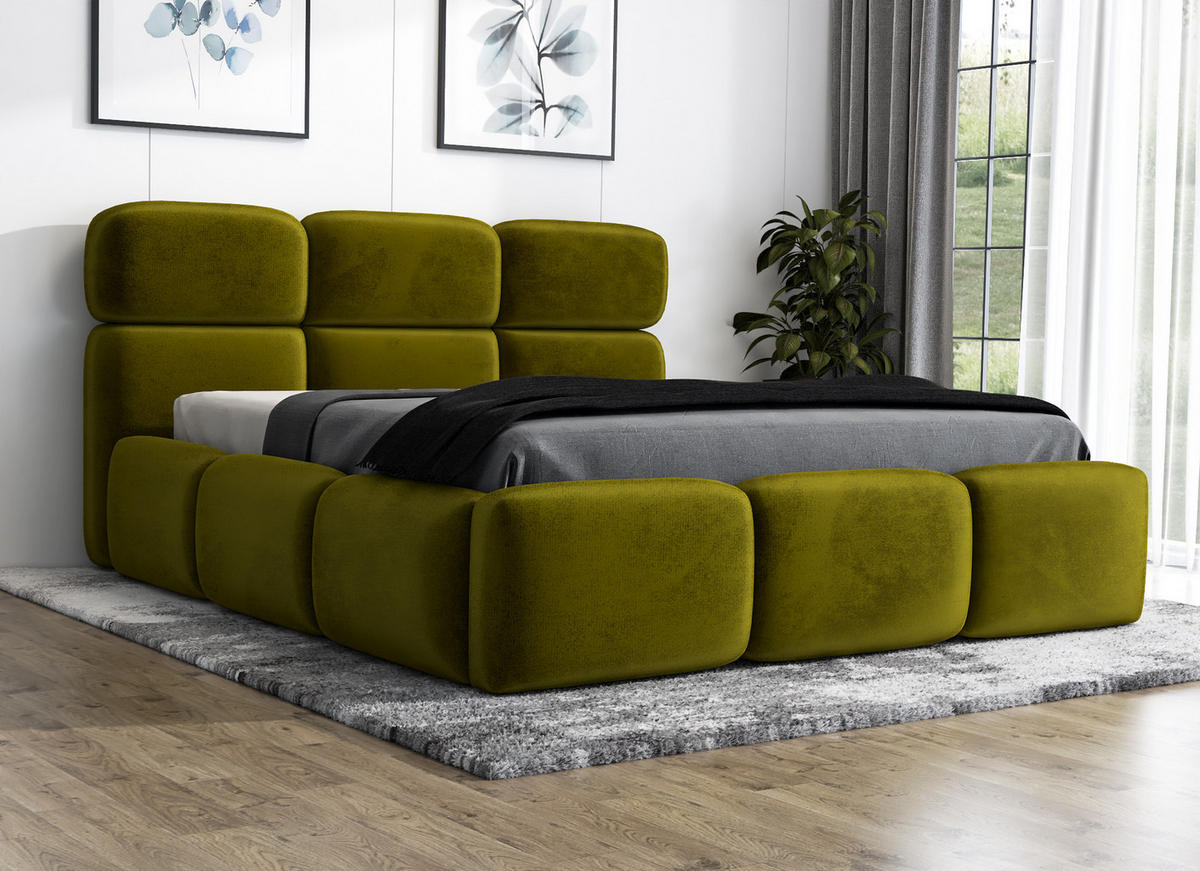 POLSTERBETT MAROKO 140x200 Olivgrün - Olivgrün, Textil (140/200cm) - A&J MöbelLand