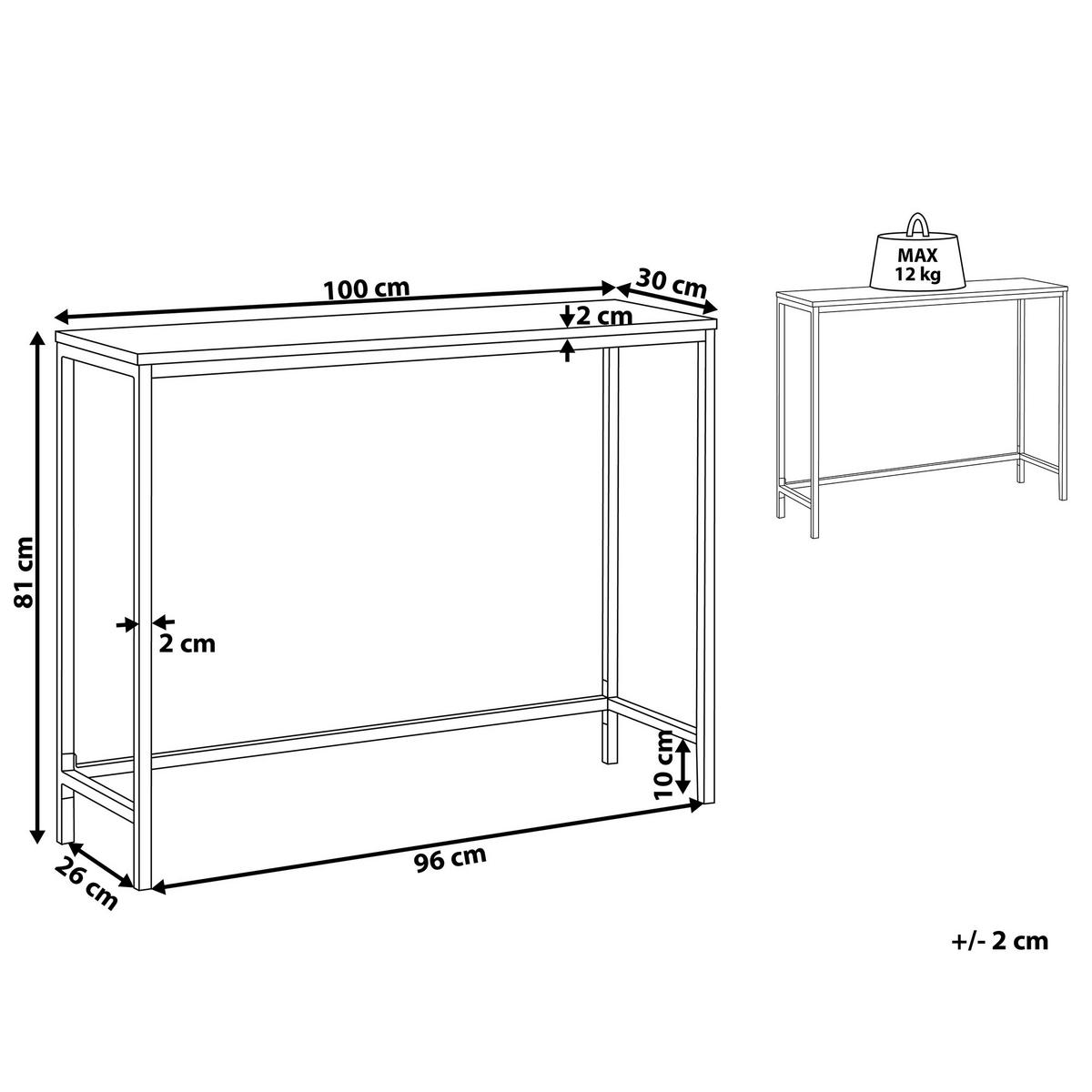 KONSOLENTISCH dunkler Holzfarbton/schwarz Tulia - Dunkelbraun/Schwarz, Holzwerkstoff (30/100/81cm) - Beliani