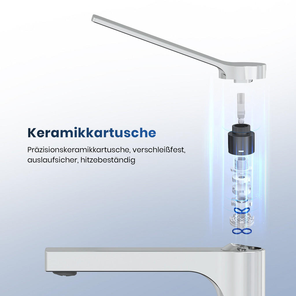 Thumbnail - Emke Waschtischarmatur, Chrom, Metall, L-Form, 17.3x4.6x19.5 cm, Badezimmer, Waschbecken & Armaturen, Badarmaturen