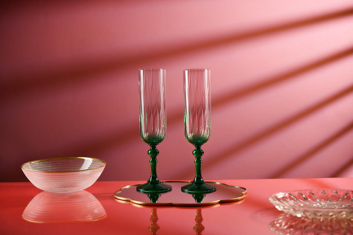 SEKTGLÄSER, 2er-Set, 200 ml - Pastellgrün, Glas (0.2L) - Krosno Glass