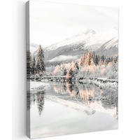 LEINWANDBILD Natur - Winter - Bäume - Berge - Schnee 60x80 cm - Weiß Hochglanz, Textil (60/80cm) - MuchoWow