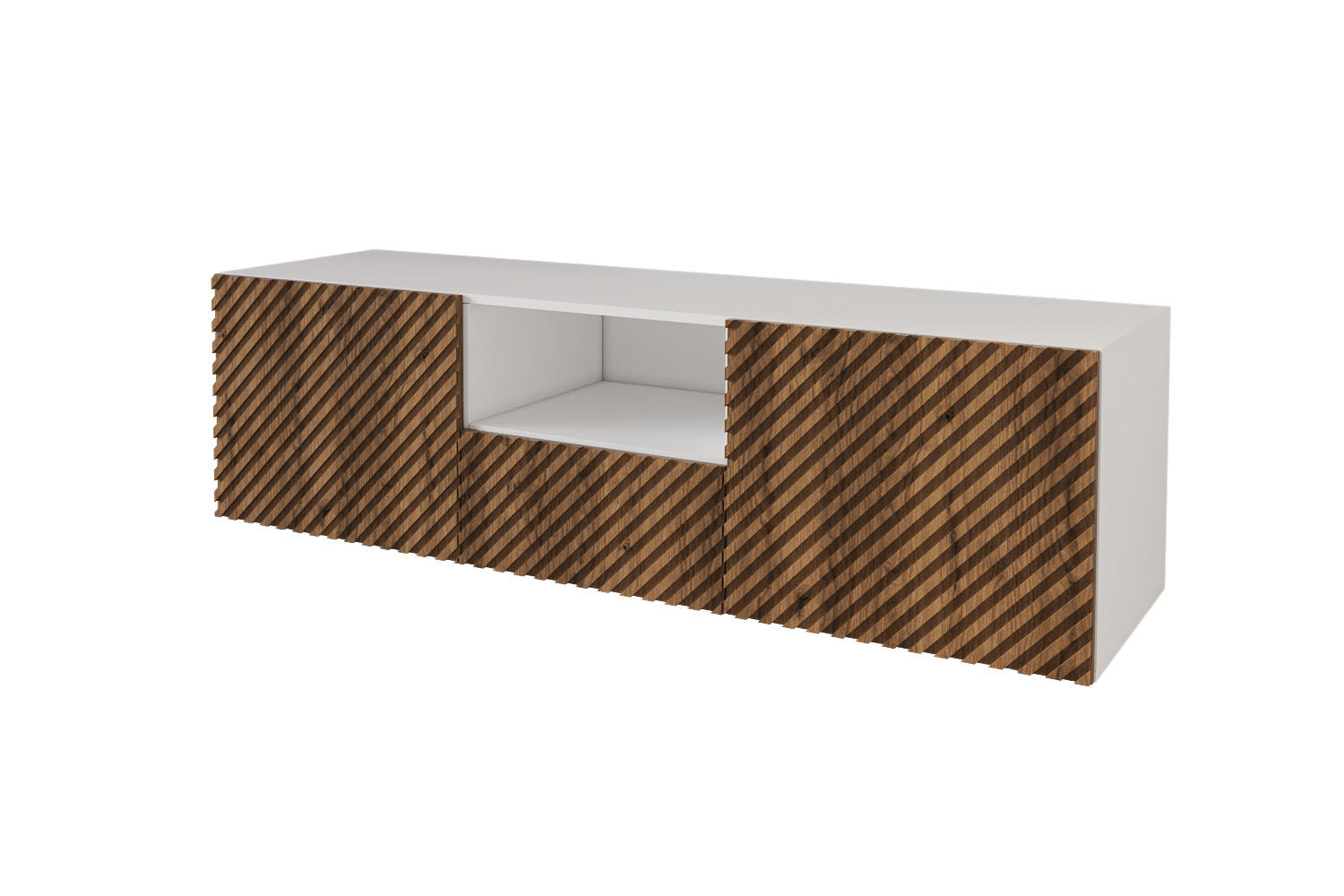 LOWBOARD ZENO-W 140x40x41 cm - Weiß / Katania - Eiche Wotan, Holzwerkstoff (140/40/41cm) - ALTDECOR