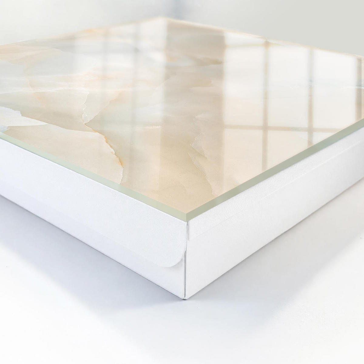 SCHLÜSSELBOX Weiß 30x30 cm – Türöffnung nach rechts - Cremig und beruhigend - Creme, Metall (30/30/5cm) - TULUP