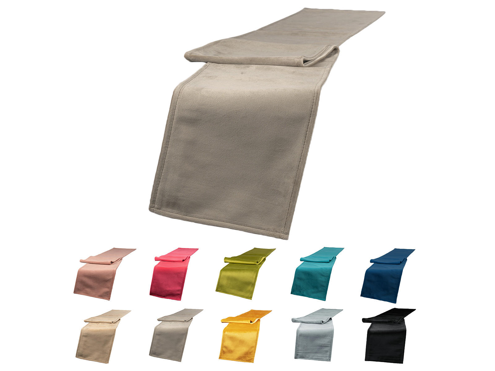 TISCHBAND Samt&Sonders taupe 140/18 cm - Taupe, Textil (18/140cm) - beties Heimtextil