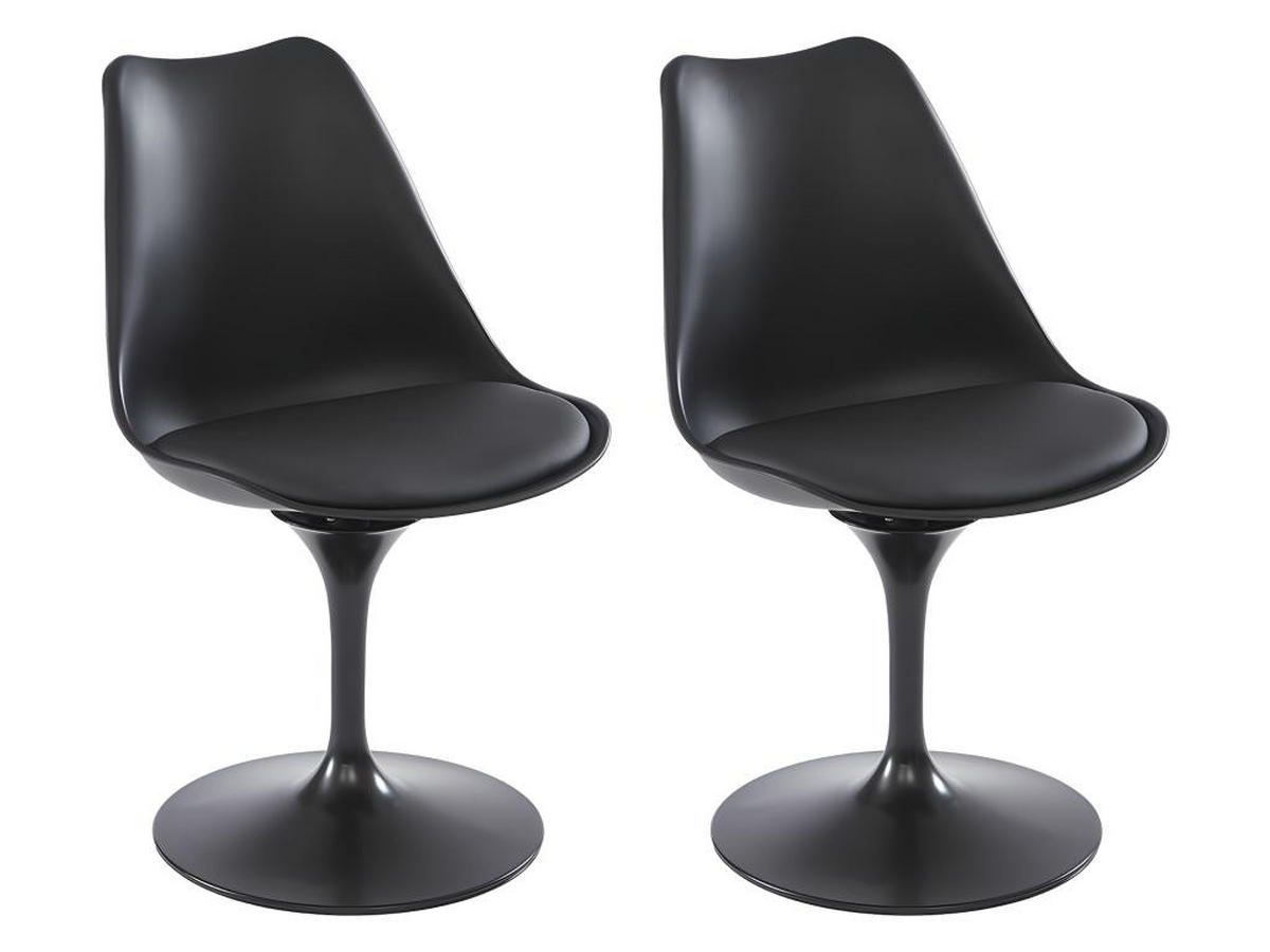 STUHL 2er-Set - Polypropylen, Kunstleder & Metall - Schwarz - XAFY - Schwarz, Kunststoff (56.5/82/49cm) - Vente-Unique