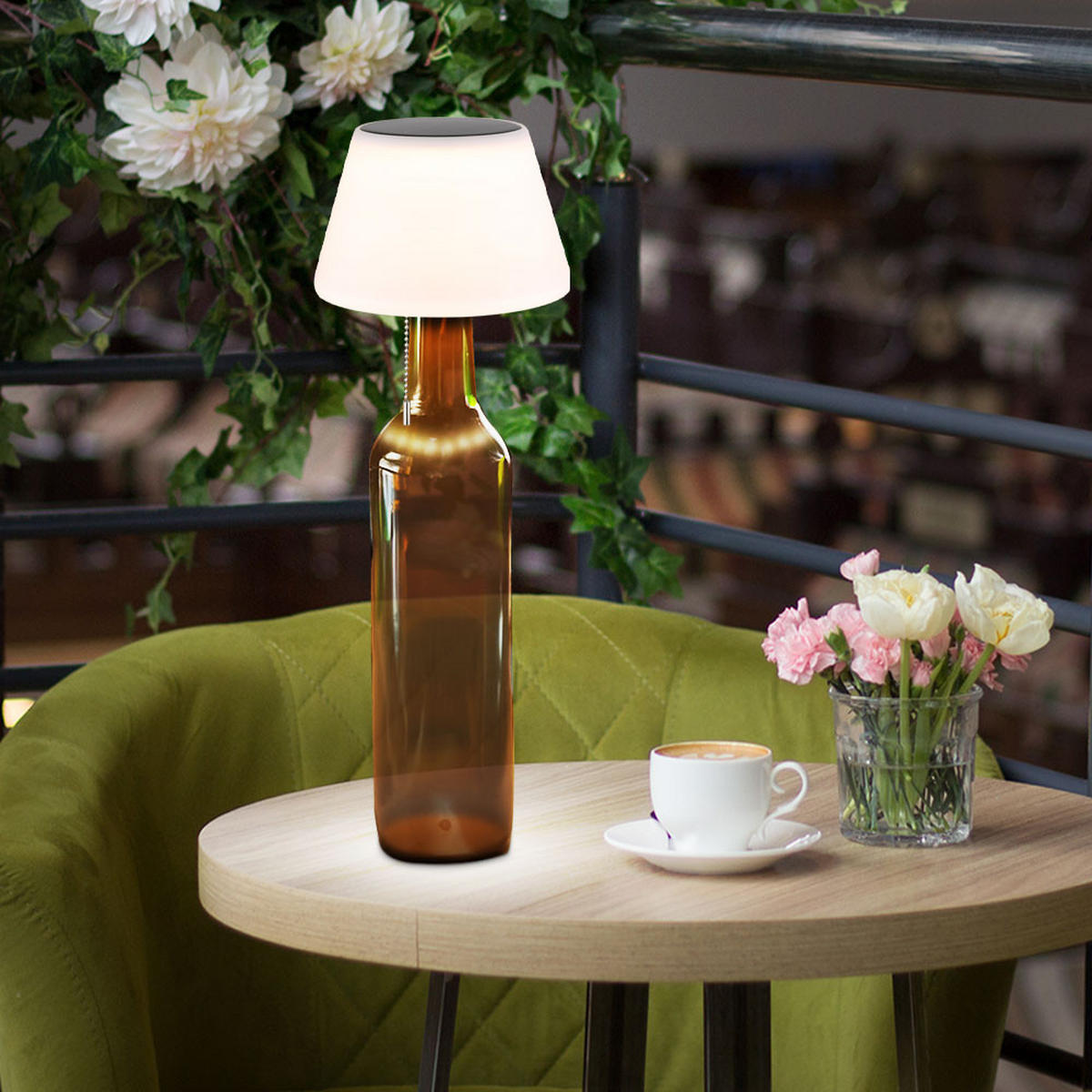 LED SOLAR AUSSENLEUCHTE Flaschenlampe Opal - Weiß, Metall (20/20/23cm) - Globo Lighting