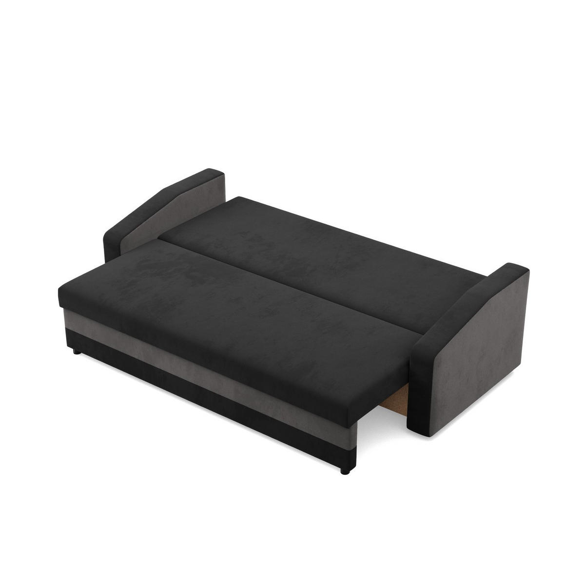 SOFA 3-SITZER MIT SCHLAFFUNKTION ORION, Schwarz + Grau - Schwarz/Grau, Textil (220/85/92cm)