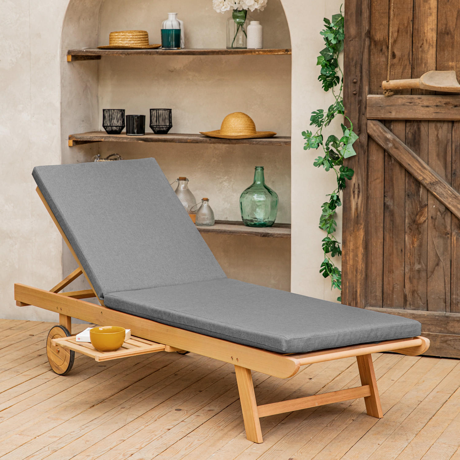 SONNENLIEGE Kanawa Grau - Grau, Holz (64/87/196cm) - Happy Garden