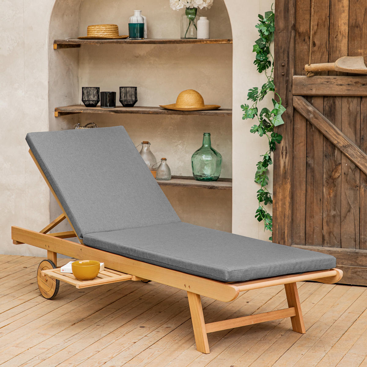 SONNENLIEGE Kanawa Grau - Grau, Holz (64/87/196cm) - Happy Garden