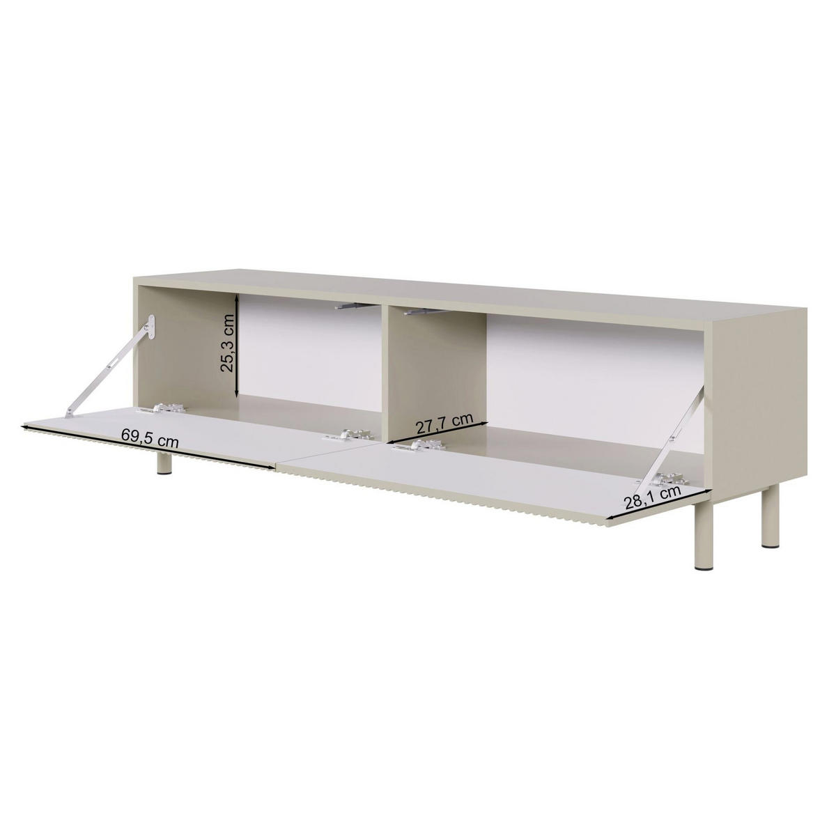 TV stolík Veldio New Greige 140/46/32 cm - taupe, kov/kompozitné drevo (140/46.5/31.6cm) - Selsey