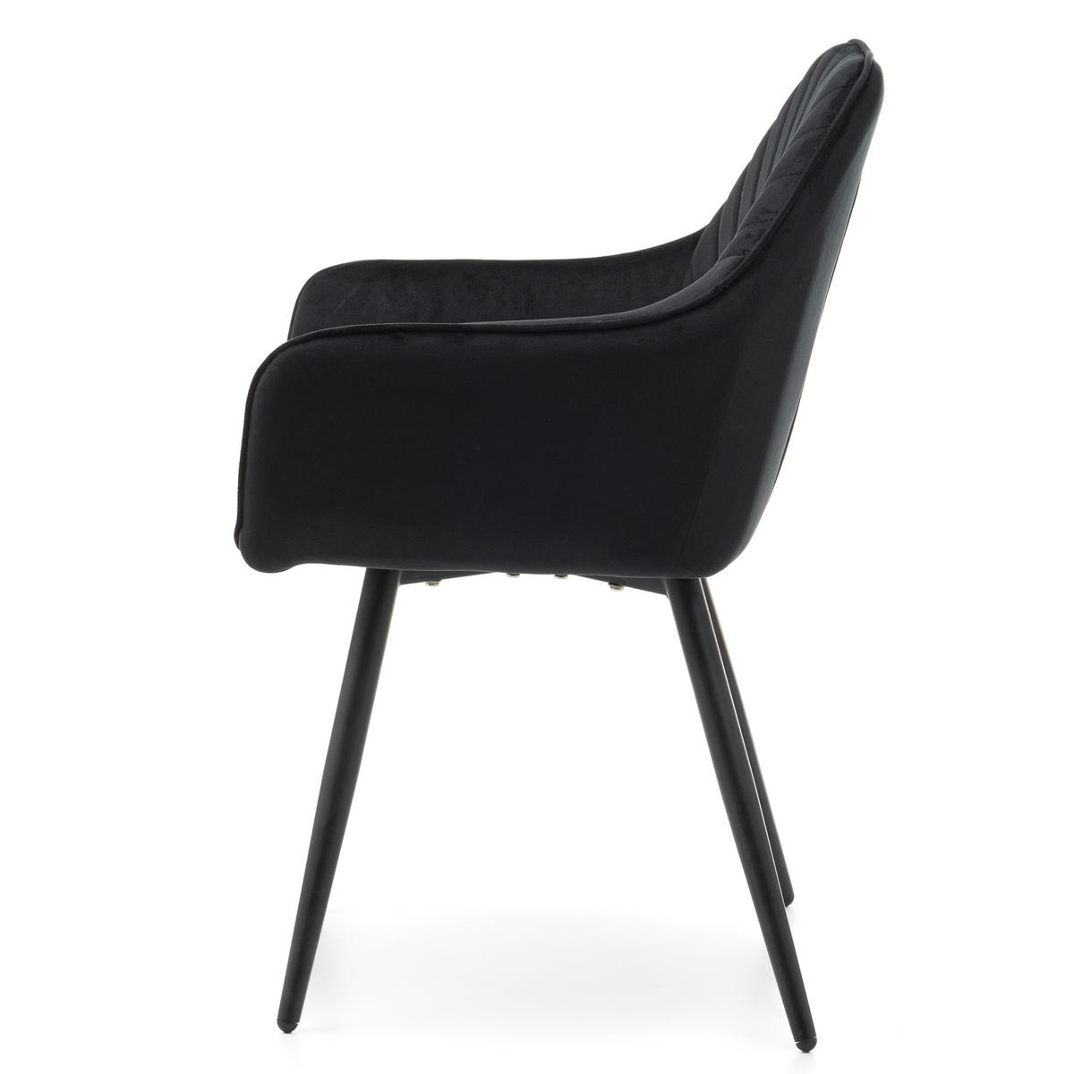 STUHL VASTO gepolstert mit Steppung - schwarz - Samt Velours - Schwarz, Textil/Metall (58/87/60cm) - NEW HOME
