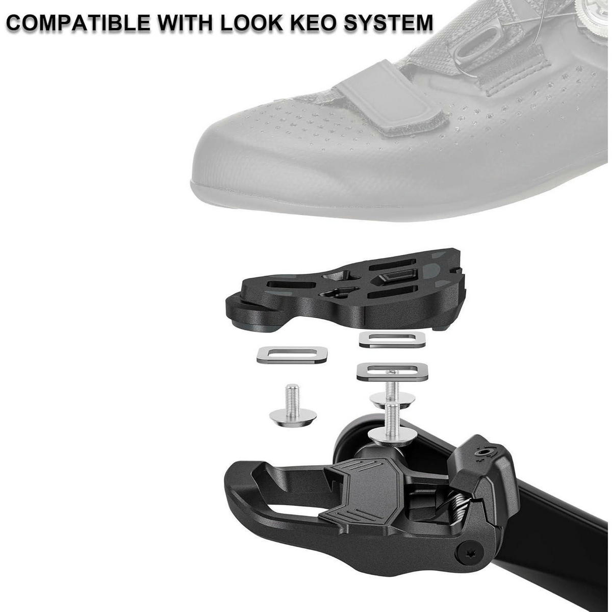KLICKPEDALE für Rennrad Set mit verstellbarer Spannung und breiter Plattform - Schwarz, Kunststoff (8.7/1.5/10.3cm)