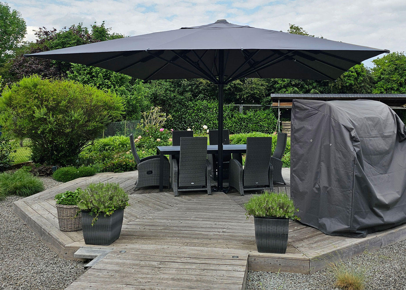 GASTRONOMIE-LUXUS-SONNENSCHIRM Cremeweiß - Weiß, Textil (500/500cm) - MCW