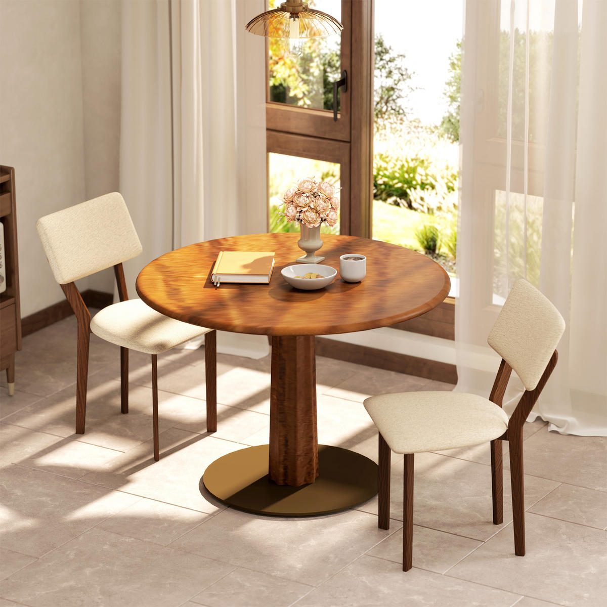 ESSZIMMERSTÜHLE 2er-Set DE-13238 Leinenbezug & Holzbeine Beige - Beige, Metall (56/85/49cm) - ComfortXL