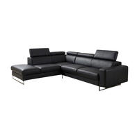 ECKSOFA Gotham Echtleder mit Bettfunktion Schwarz - Schwarz, Leder/Metall (227/237cm)