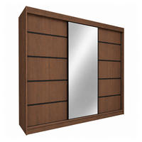 KLEIDERSCHRANK Malika 240 cm Nussbaum Warmia Spiegel 4 Schubl. Griffe schwarz - Nussbaumfarben, Holzwerkstoff (240/216/61cm) - KS Home Concept