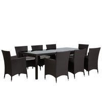 GARTENMÖBEL SET 8-Sitzer Rattan dunkel braun Auflagen weiß Italy - Braun/Weiß, Kunststoff - Beliani