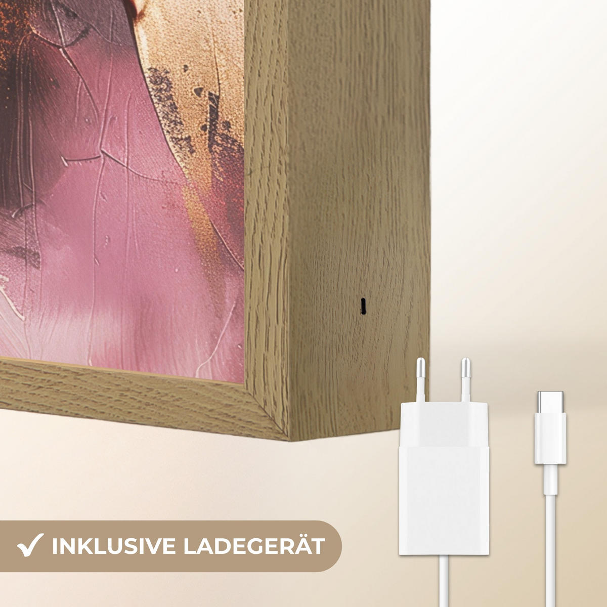 NÁSTĚNNÁ LAMPA S AKUMULÁTOREM Fialová - abstraktní - barva - zlatá 30x40 cm - světle fialová, kompozitní dřevo (30/40/8cm) - OnlyWow