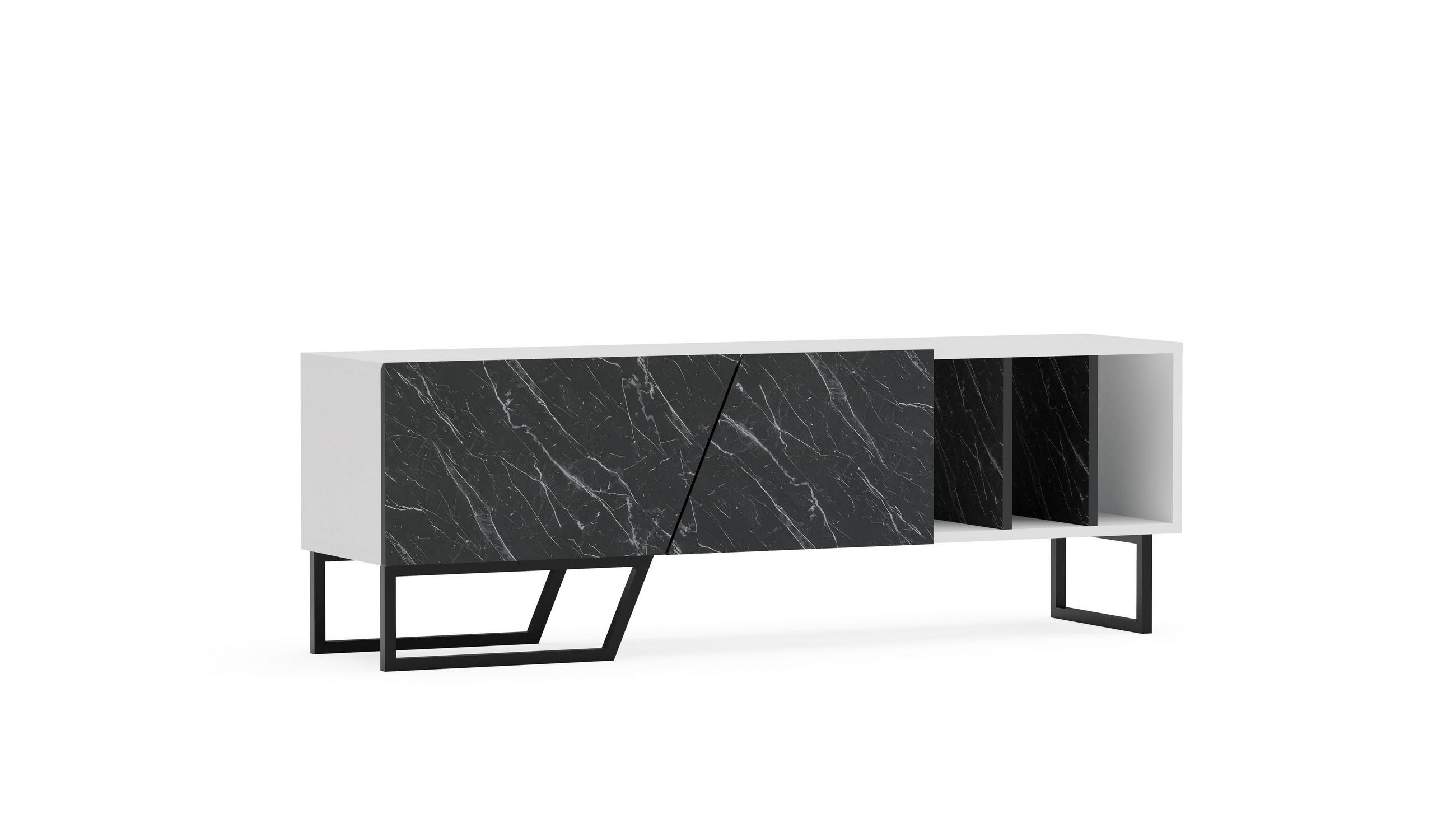 TV-ELEMENT Linossa Weiß Schwarz - Schwarz/Weiß, Holzwerkstoff (150/50.5/35cm) - Decorotika