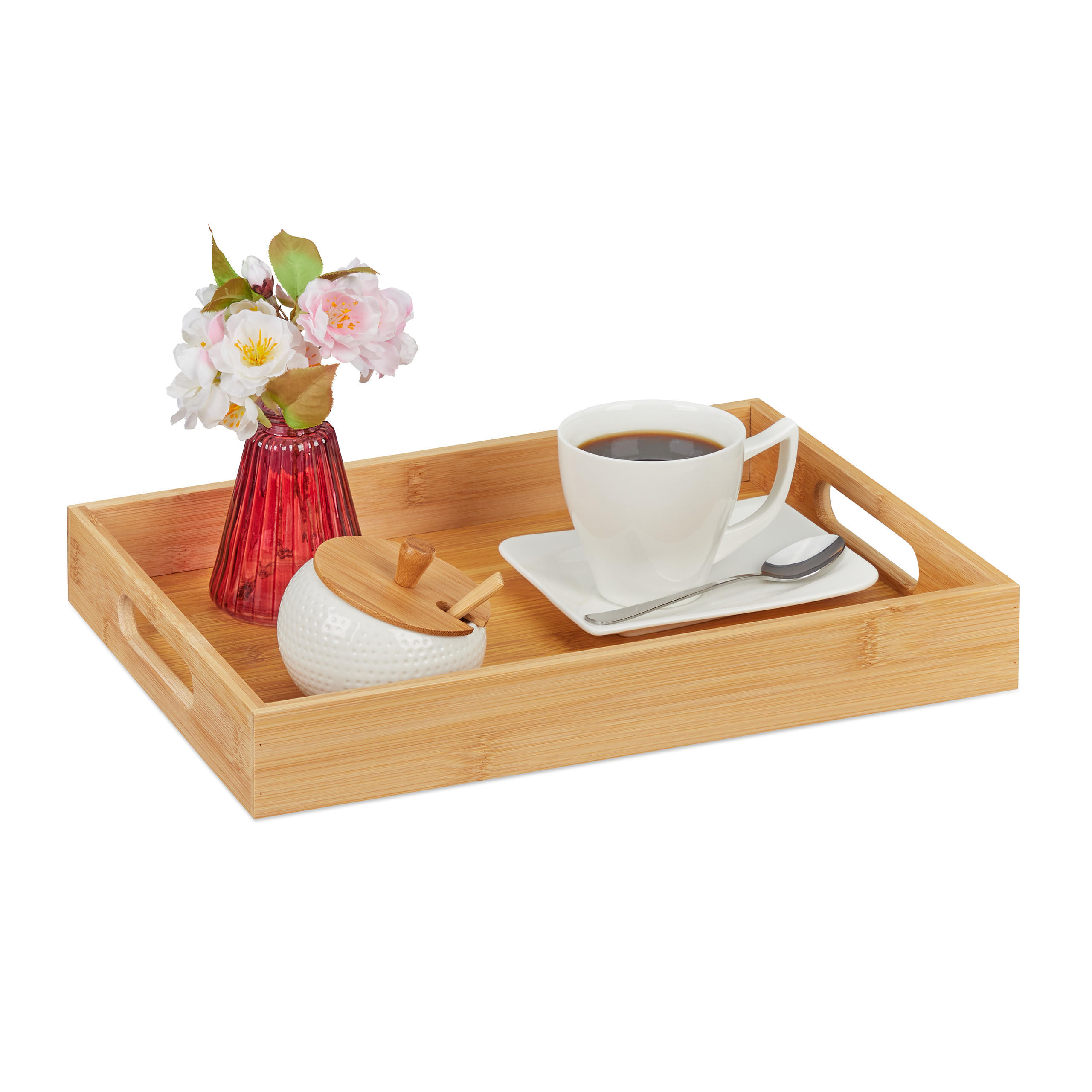 Relaxdays PODNOS Přírodní bambus s úchyty 34,5 cm
