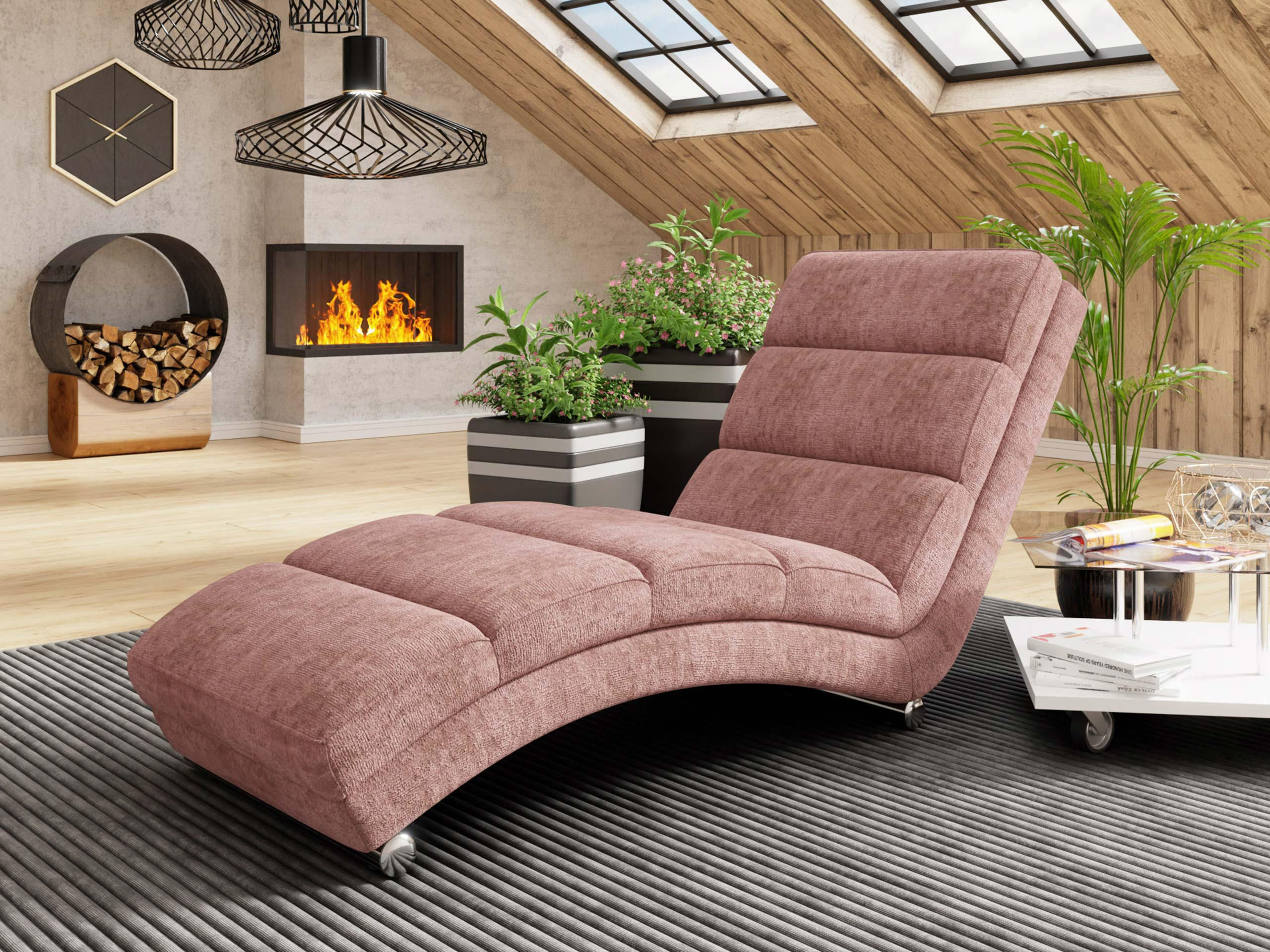 RELAXLIEGE Holiday Premium - Chromfarben/Rosa, Holz/Textil (62/84/180cm) - MIRJAN24