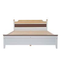 BETT 140/200 cm Weiß Kiefernholzrahmen mit Kopfteil aus MDF - Weiß, Holzwerkstoff (140/200cm) - OKWISH