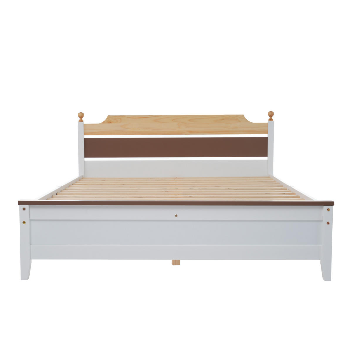 BETT 140/200 cm Weiß Kiefernholzrahmen mit Kopfteil aus MDF - Weiß, Holzwerkstoff (140/200cm) - OKWISH