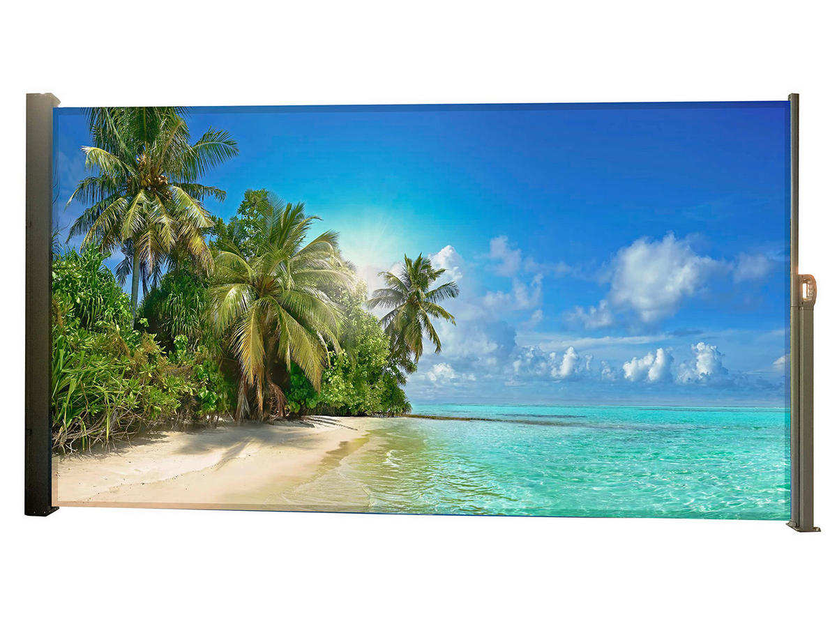 SEITENMARKISE Fabi Motiv Malediven Mehrfarbig Markise ausziehbar - Blaugrau, Kunststoff (9/160/300cm) - DELUKE