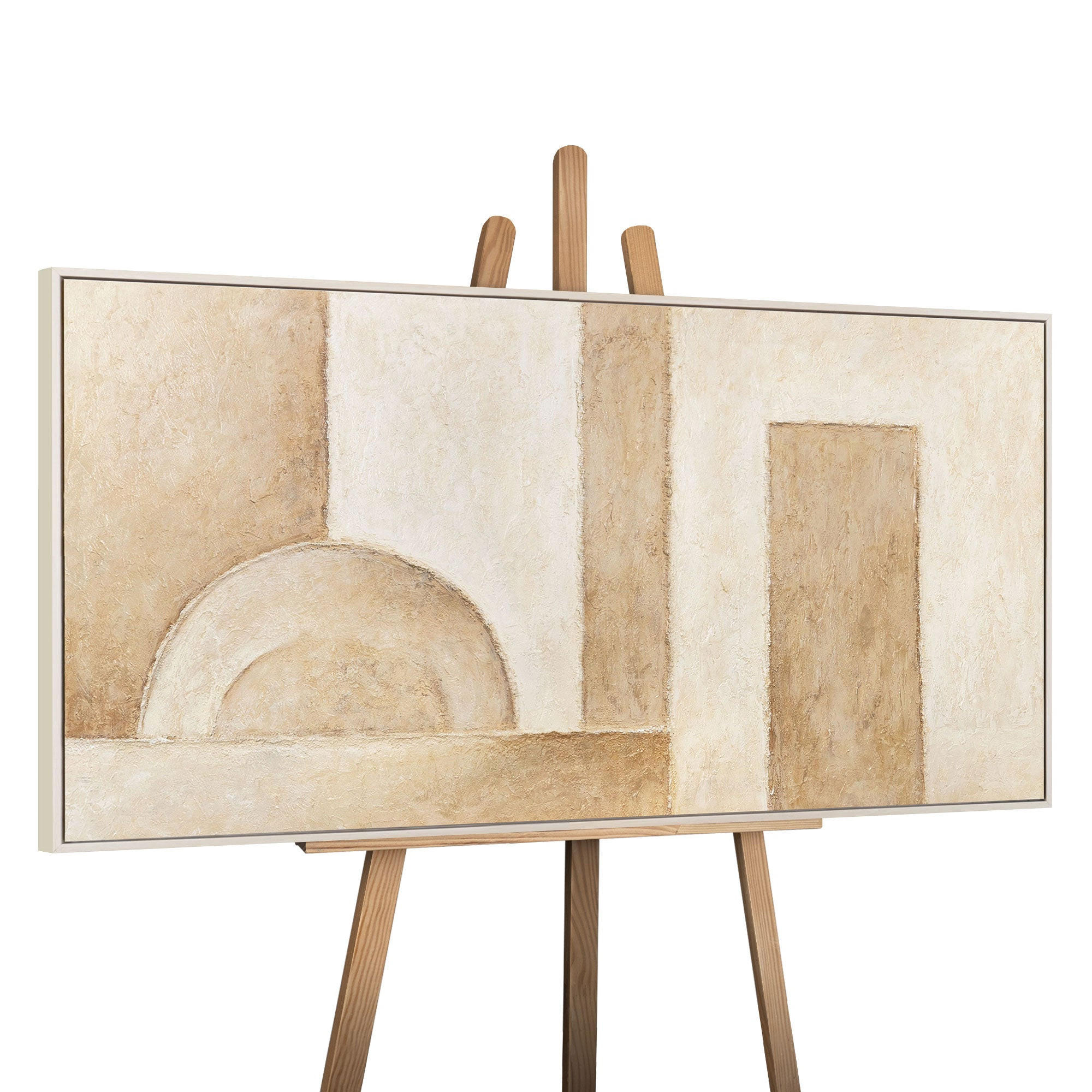 GEMÄLDE Raum der Formen Schattenfugenrahmen Beige 120x60 cm - Beige, Holz (120/60cm) - YS-art gallery