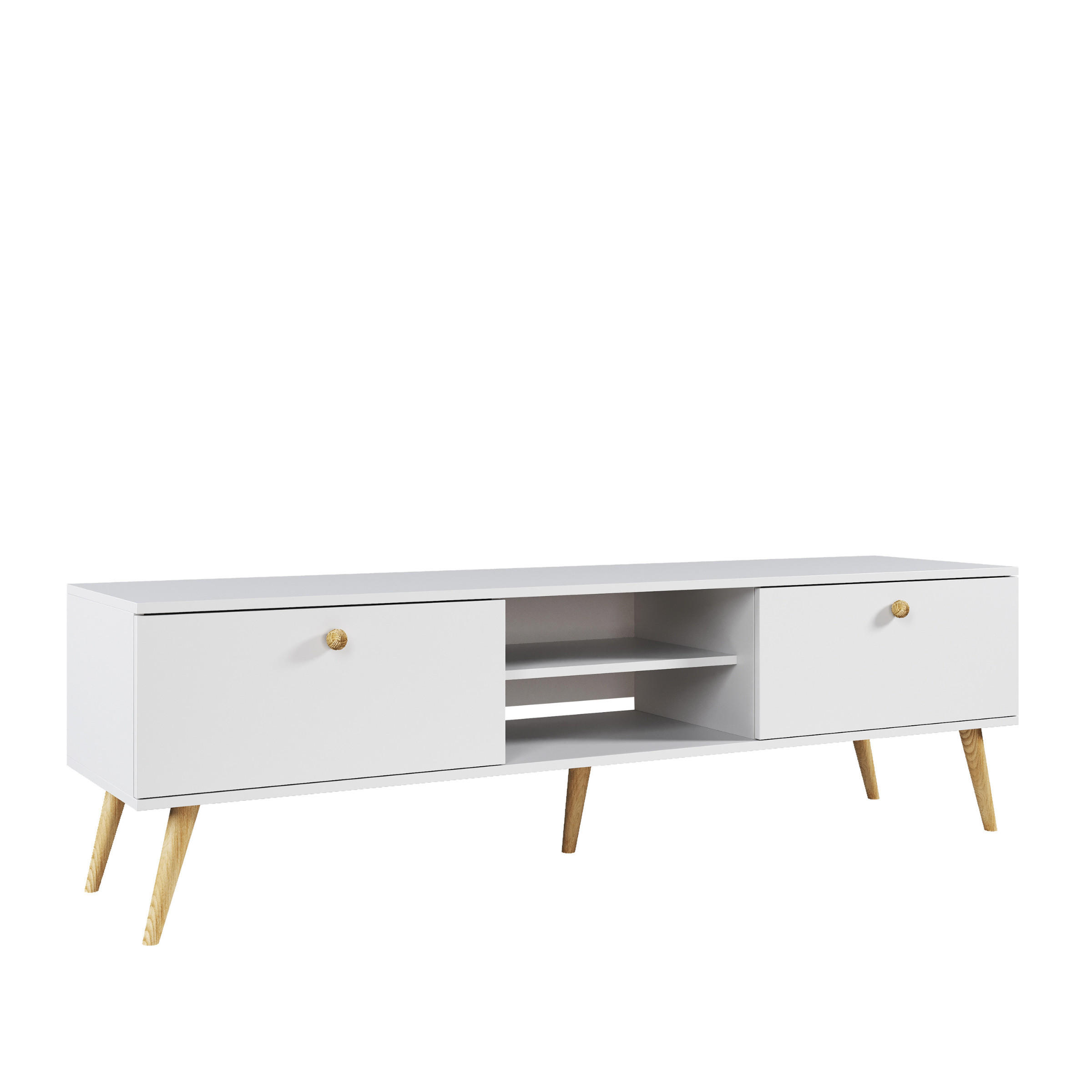 LOWBOARD NATURA, 170 cm, Weiß Matt, 2 Schubladen mit Soft-Close - Weiß, Holz (170/50/41cm) - Excellent Home